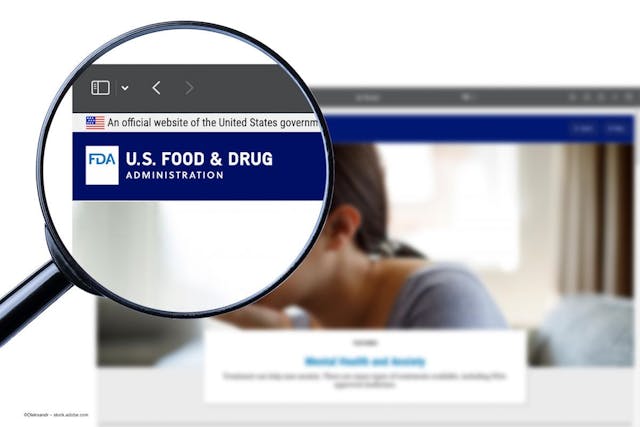 A magnifying glass enlarges the US FDA logo on the FDA website. Image credit: ©Oleksandr – stock.adobe.com