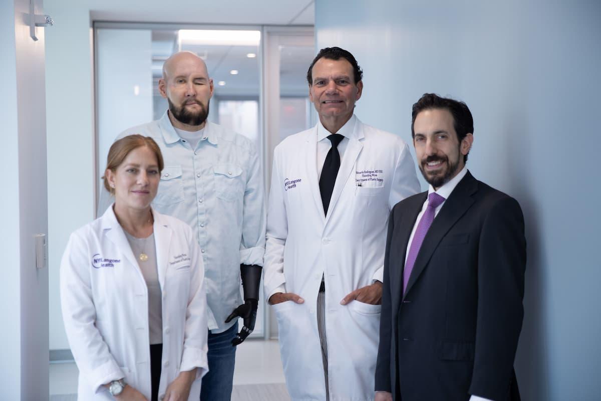 Allison Rojas, NP; Aaron James; Dr. Eduardo Rodriguez; and Dr. Daniel Ceradini (Image credit: NYU Langone Health)