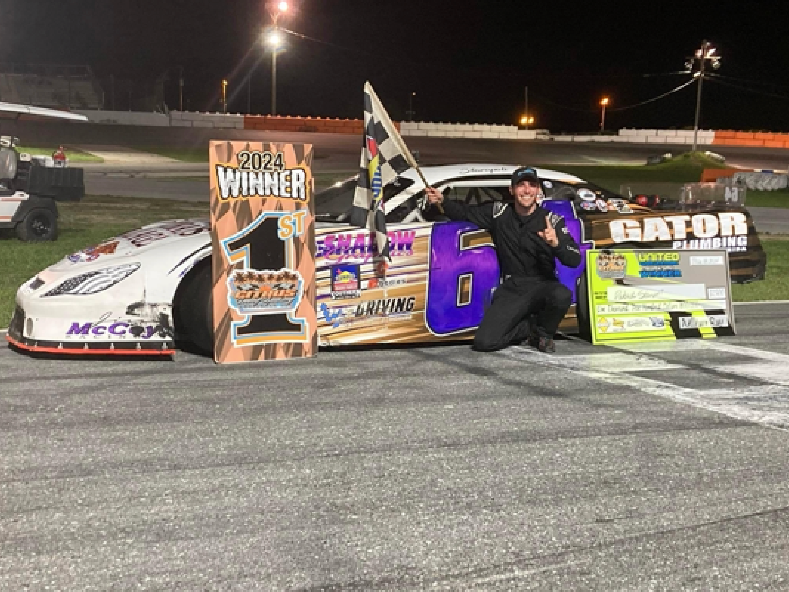 Patrick Staropoli, a retina specialist with Retina Consultants of Texas, took the checkered flag May 18 in the Sunoco Challenge Series race at Citrus County Speedway at Citrus County, Florida. (Image credit: Patrick Staropoli)
